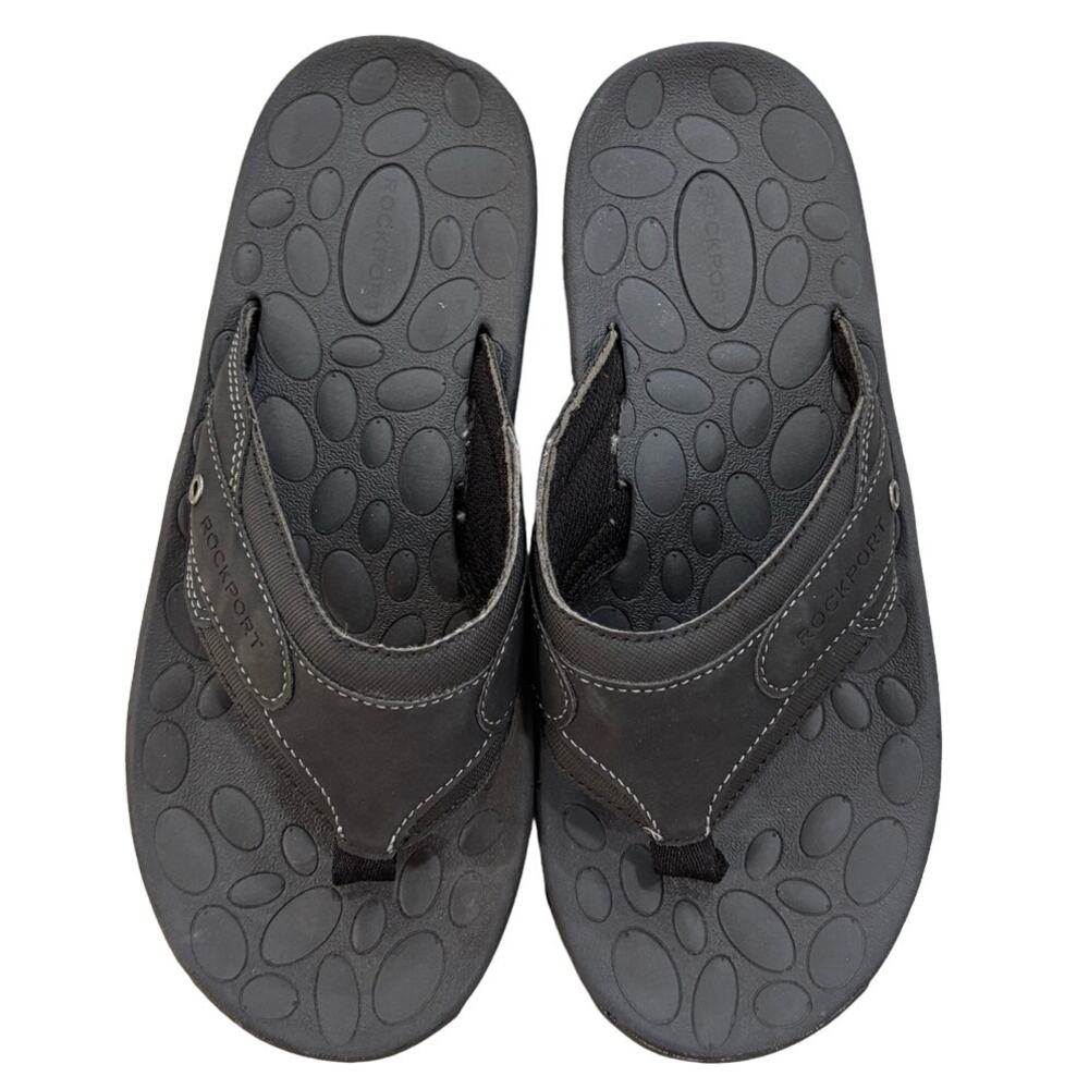 Rockport Men's Hayes Thong Sandals Black Size 8